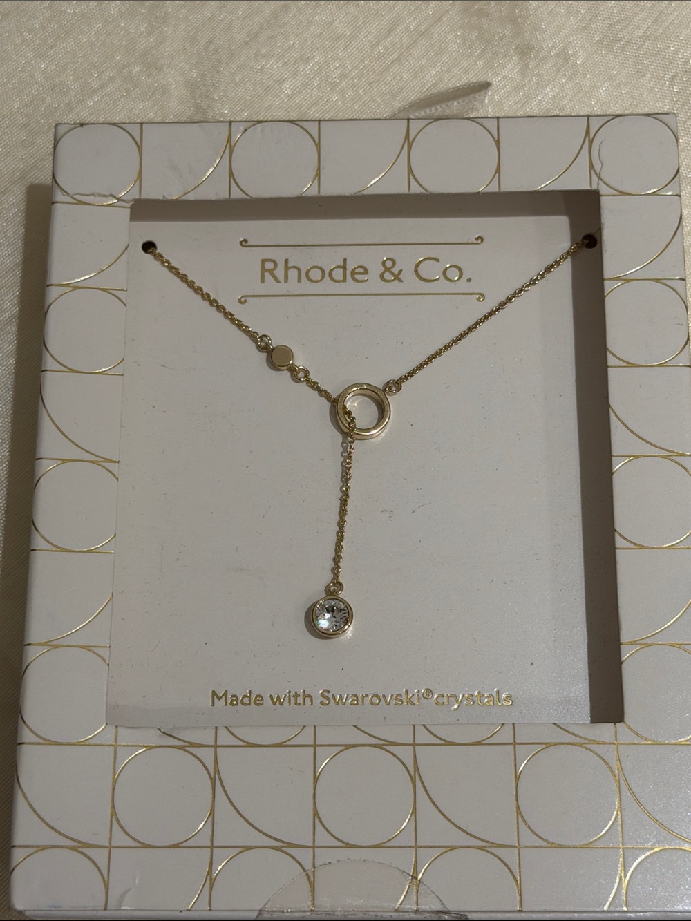 Gold Y-Style Crystal Drop Necklace